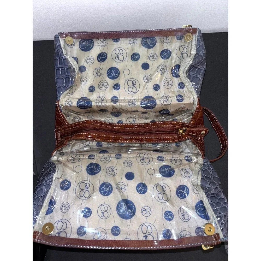 Samantha Brown Toiletry Bag Faux Croc print Brown Gray